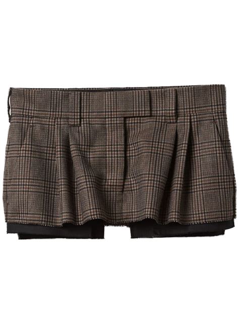 miu miu prince of wales mini skirt|Bark Brown Prince Of Wales Check Miniskirt .